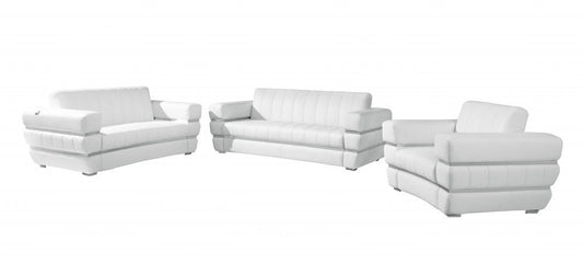 Three Piece Indoor White Italian Leather Six Person Seating Set HomeRoots