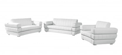 Three Piece Indoor White Italian Leather Six Person Seating Set HomeRoots