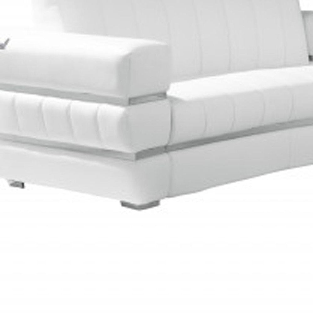 Three Piece Indoor White Italian Leather Six Person Seating Set HomeRoots