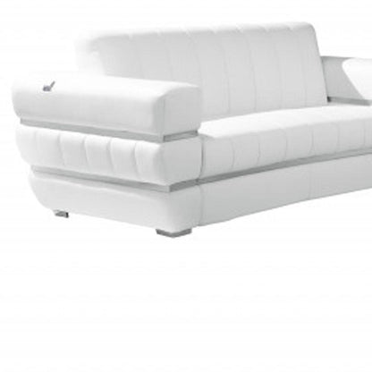 Three Piece Indoor White Italian Leather Six Person Seating Set HomeRoots