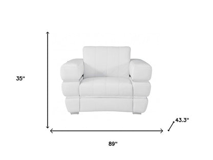 Three Piece Indoor White Italian Leather Six Person Seating Set HomeRoots