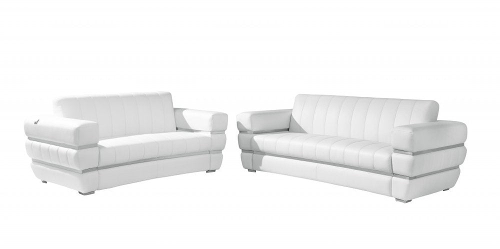 Two Piece Indoor White Italian Leather Five Person Seating Set HomeRoots