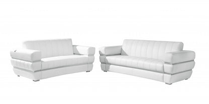 Two Piece Indoor White Italian Leather Five Person Seating Set HomeRoots