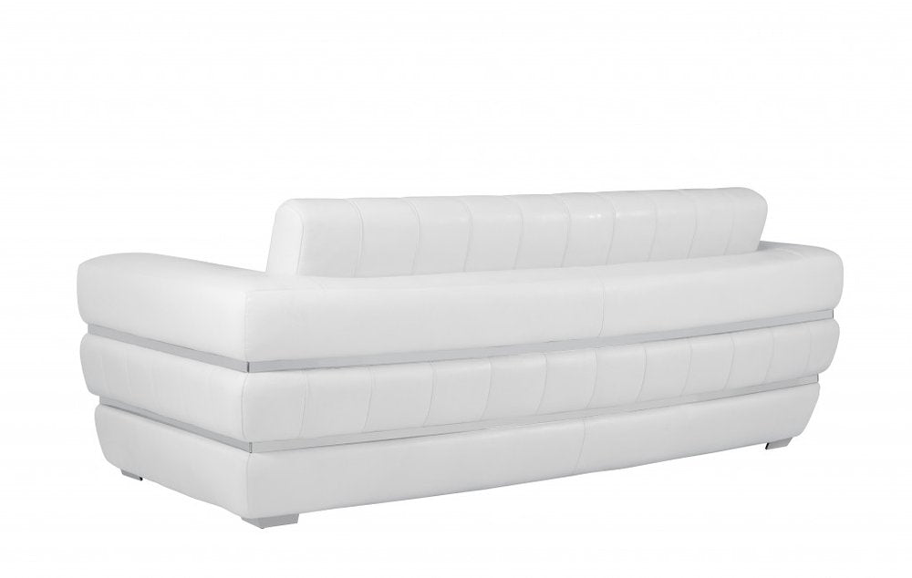 Two Piece Indoor White Italian Leather Five Person Seating Set HomeRoots