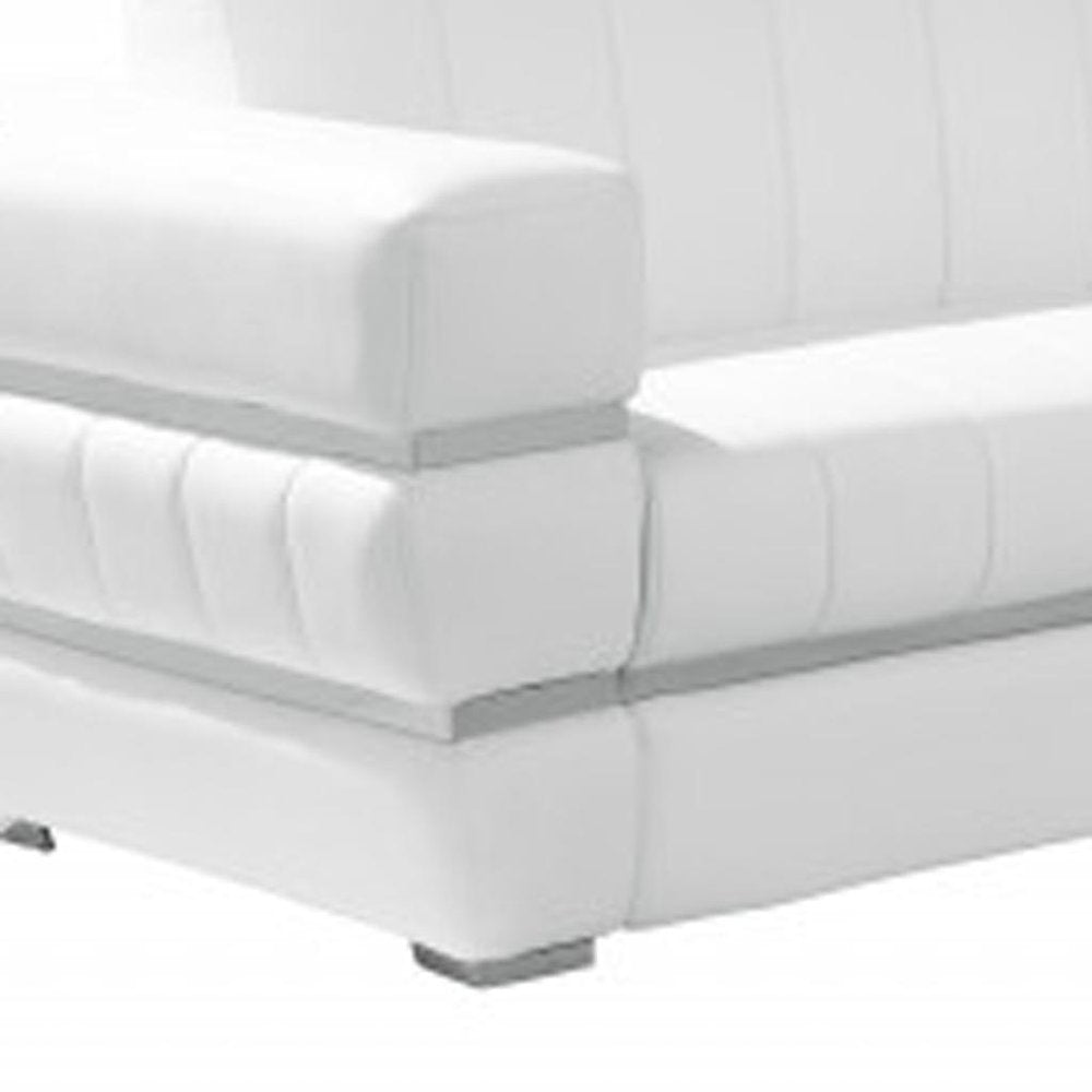 Two Piece Indoor White Italian Leather Five Person Seating Set HomeRoots