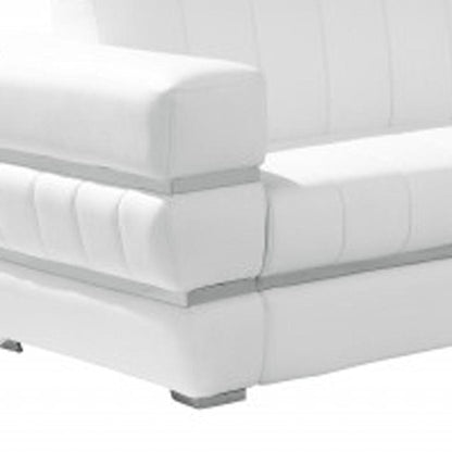 Two Piece Indoor White Italian Leather Five Person Seating Set HomeRoots
