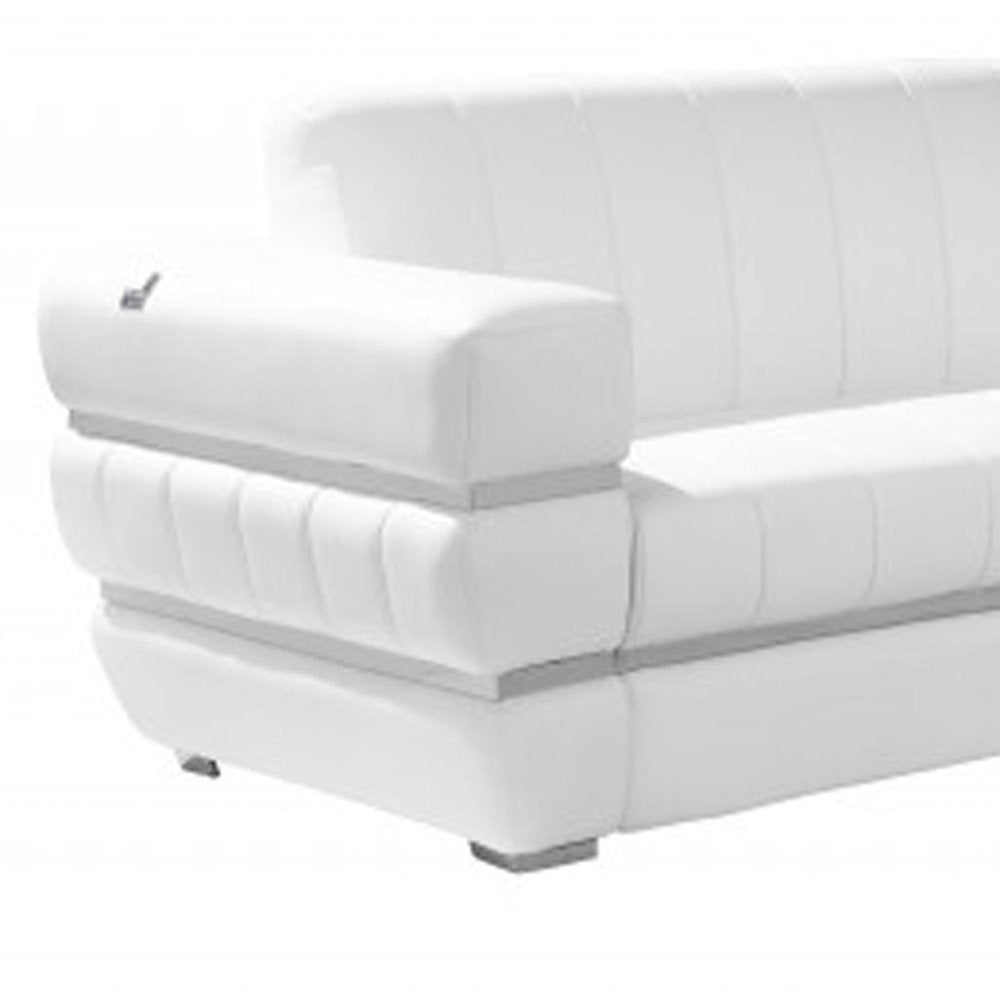 Two Piece Indoor White Italian Leather Five Person Seating Set HomeRoots