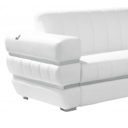 Two Piece Indoor White Italian Leather Five Person Seating Set HomeRoots