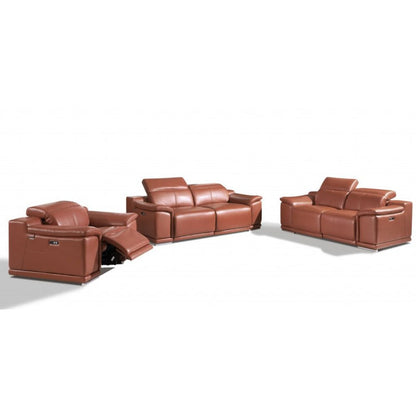 Three Piece Indoor Camel Italian Leather Six Person Seating Set HomeRoots