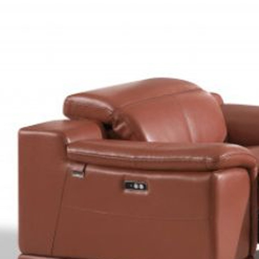 Three Piece Indoor Camel Italian Leather Six Person Seating Set HomeRoots
