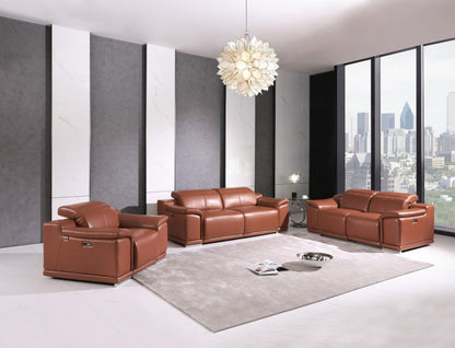 Three Piece Indoor Camel Italian Leather Six Person Seating Set HomeRoots