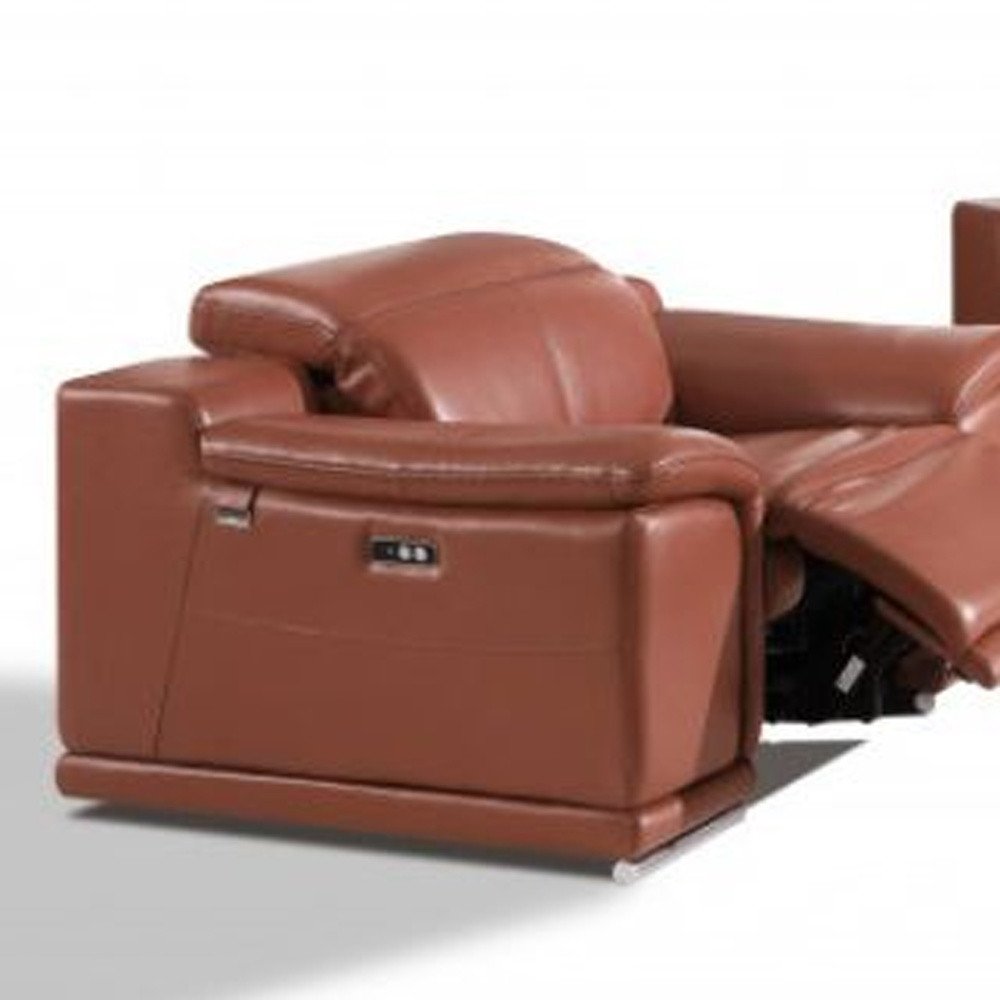 Three Piece Indoor Camel Italian Leather Six Person Seating Set HomeRoots