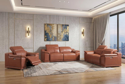 Three Piece Indoor Camel Italian Leather Six Person Seating Set HomeRoots