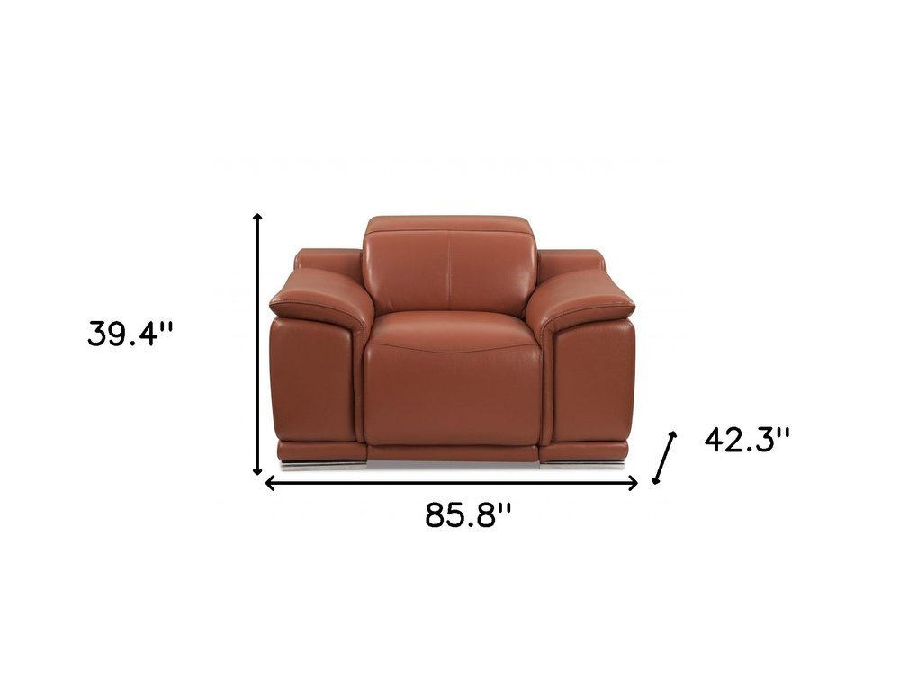 Three Piece Indoor Camel Italian Leather Six Person Seating Set HomeRoots