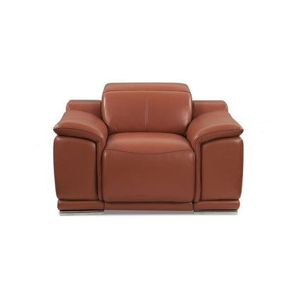 Two Piece Indoor Camel Italian Leather Five Person Seating Set HomeRoots