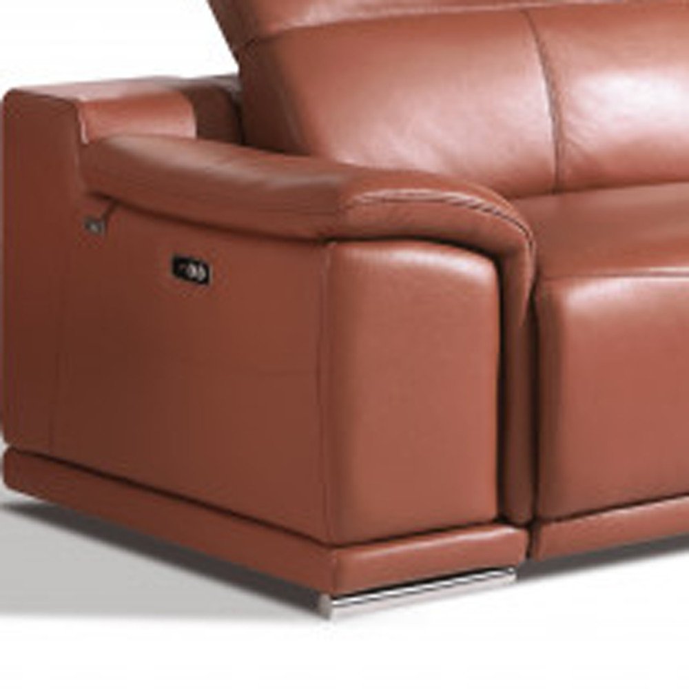 Two Piece Indoor Camel Italian Leather Five Person Seating Set HomeRoots