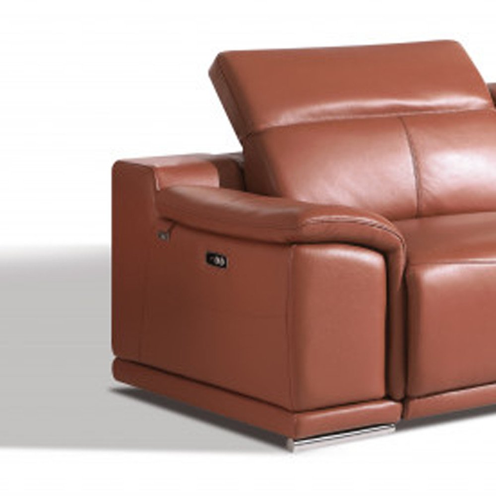 Two Piece Indoor Camel Italian Leather Five Person Seating Set HomeRoots