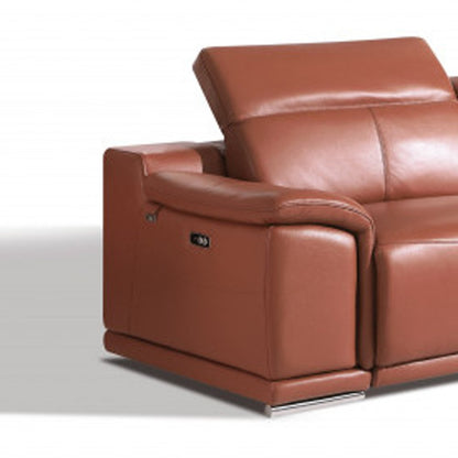 Two Piece Indoor Camel Italian Leather Five Person Seating Set HomeRoots