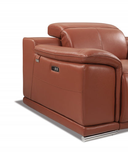 Two Piece Indoor Camel Italian Leather Five Person Seating Set HomeRoots