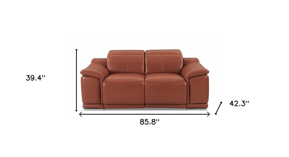 Two Piece Indoor Camel Italian Leather Five Person Seating Set HomeRoots