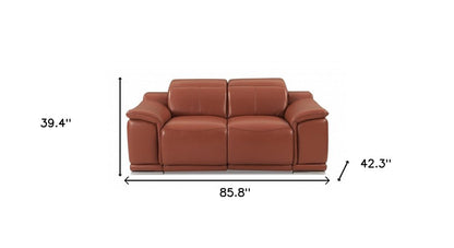 Two Piece Indoor Camel Italian Leather Five Person Seating Set HomeRoots
