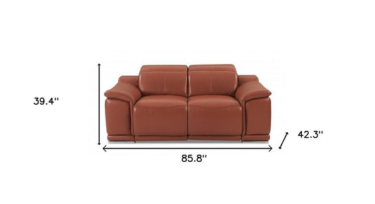 Two Piece Indoor Camel Italian Leather Five Person Seating Set HomeRoots