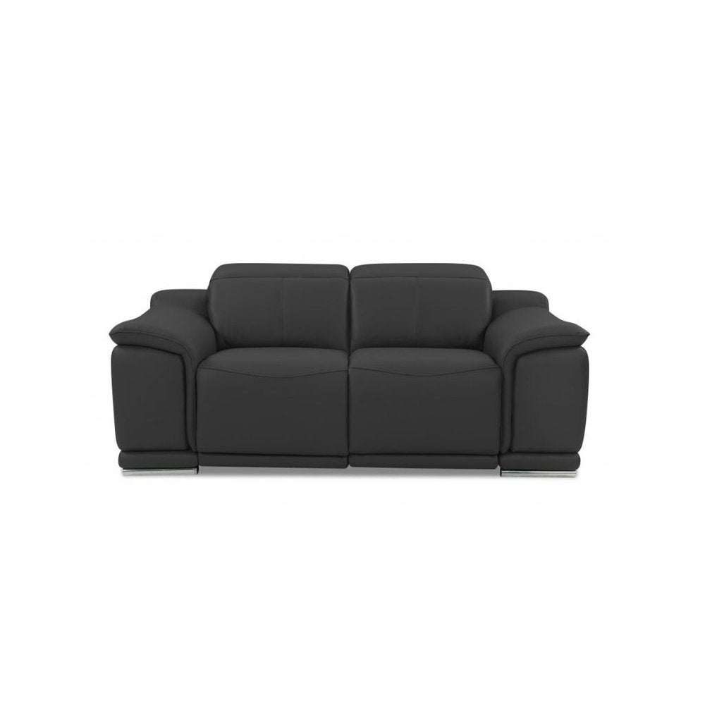 Three Piece Indoor Dark Gray Italian Leather Six Person Seating Set HomeRoots