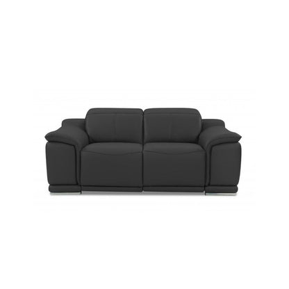 Three Piece Indoor Dark Gray Italian Leather Six Person Seating Set HomeRoots