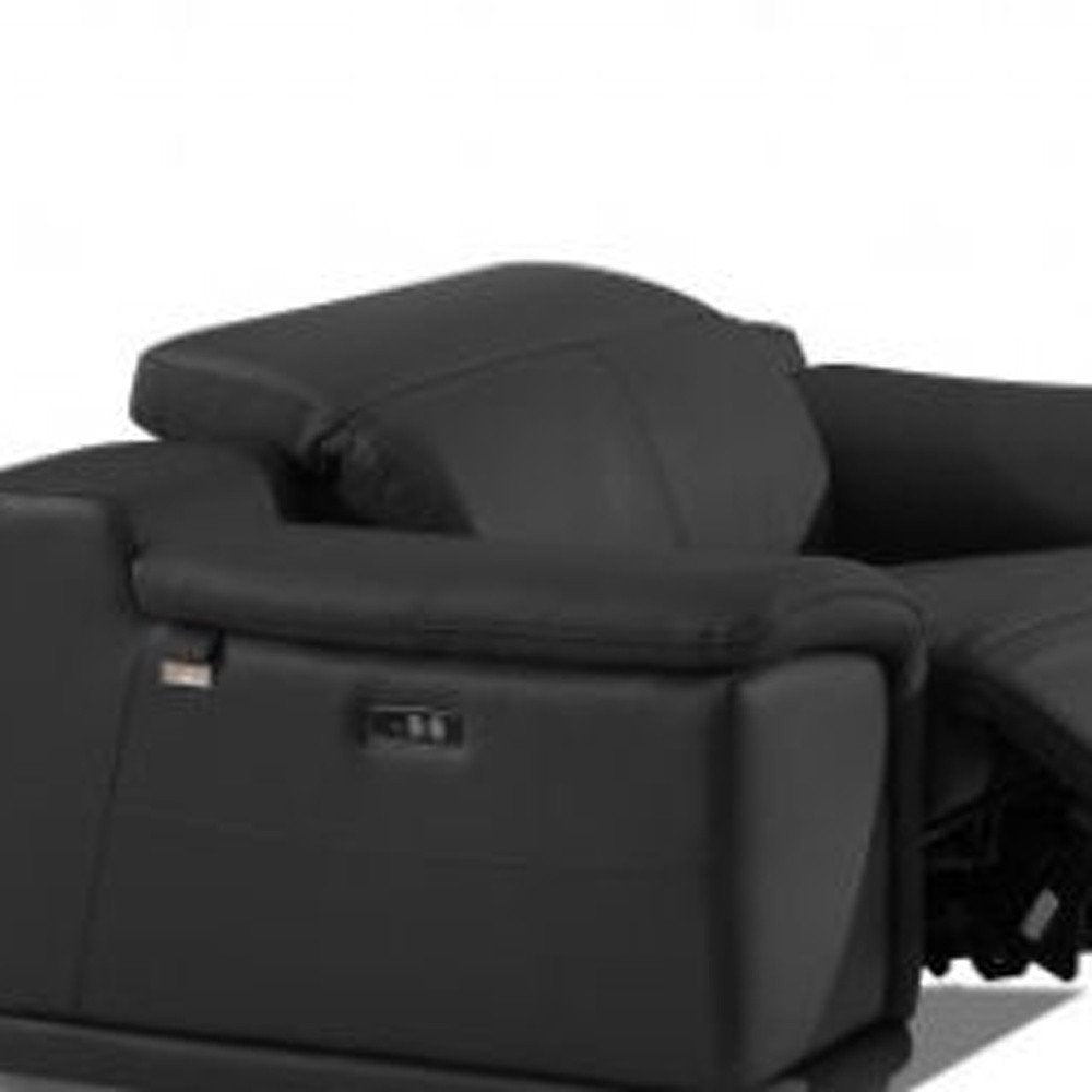 Three Piece Indoor Dark Gray Italian Leather Six Person Seating Set HomeRoots