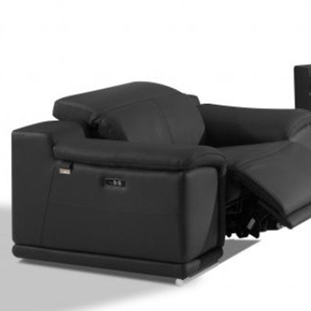 Three Piece Indoor Dark Gray Italian Leather Six Person Seating Set HomeRoots