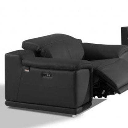 Three Piece Indoor Dark Gray Italian Leather Six Person Seating Set HomeRoots