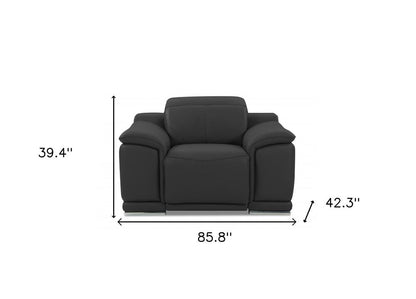 Three Piece Indoor Dark Gray Italian Leather Six Person Seating Set HomeRoots