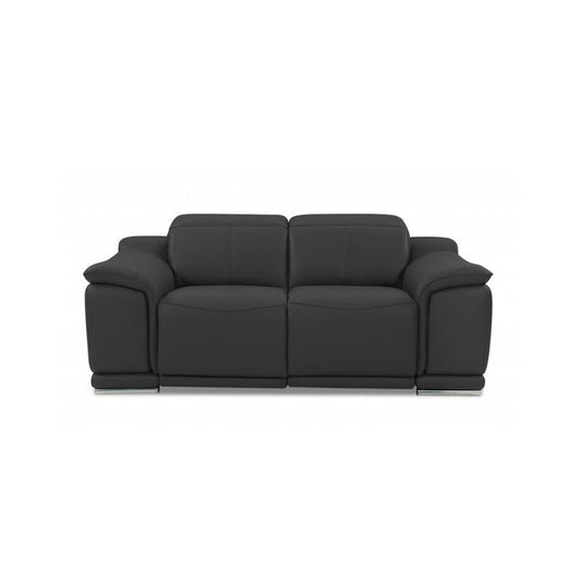 Two Piece Indoor Dark Gray Italian Leather Five Person Seating Set HomeRoots