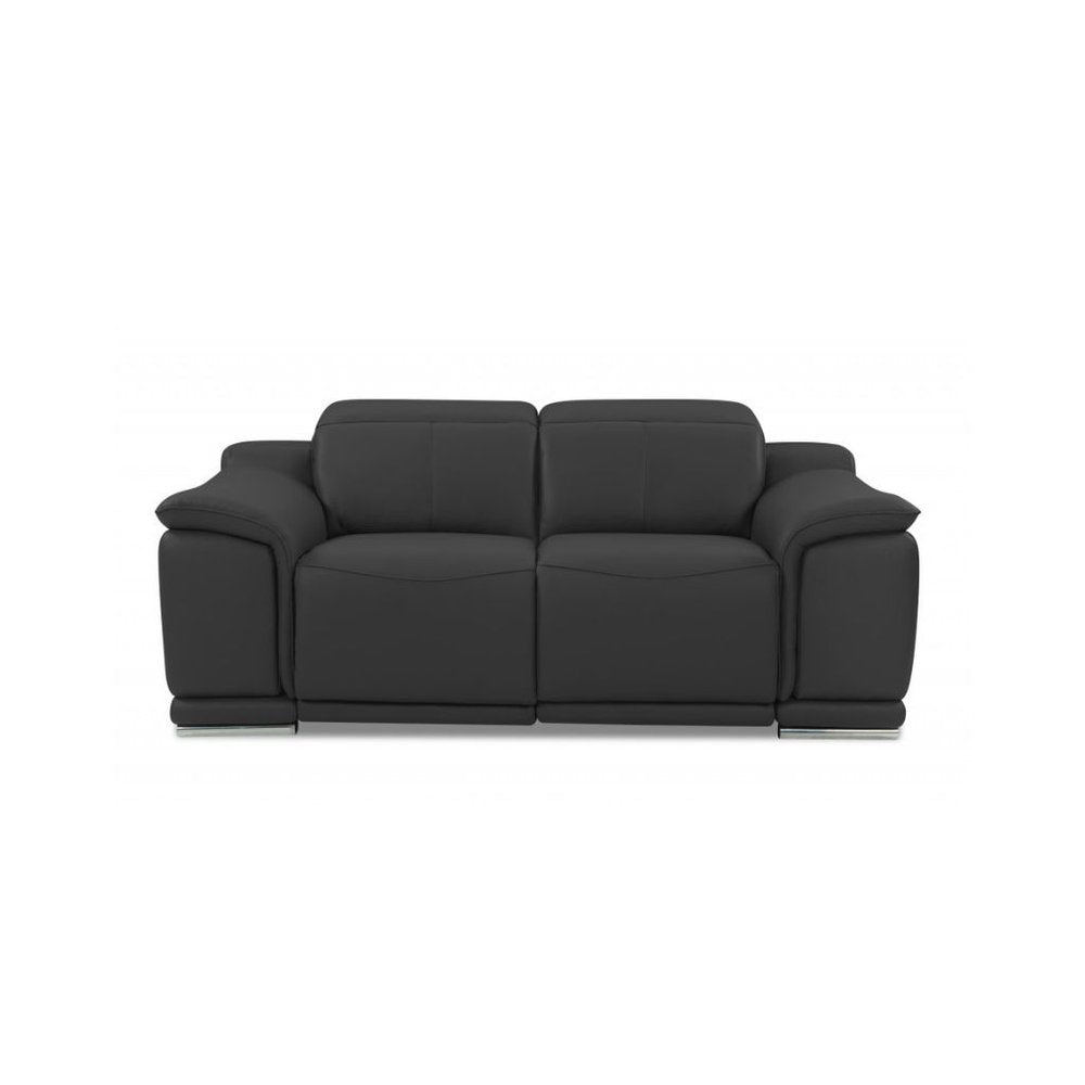 Two Piece Indoor Dark Gray Italian Leather Five Person Seating Set HomeRoots