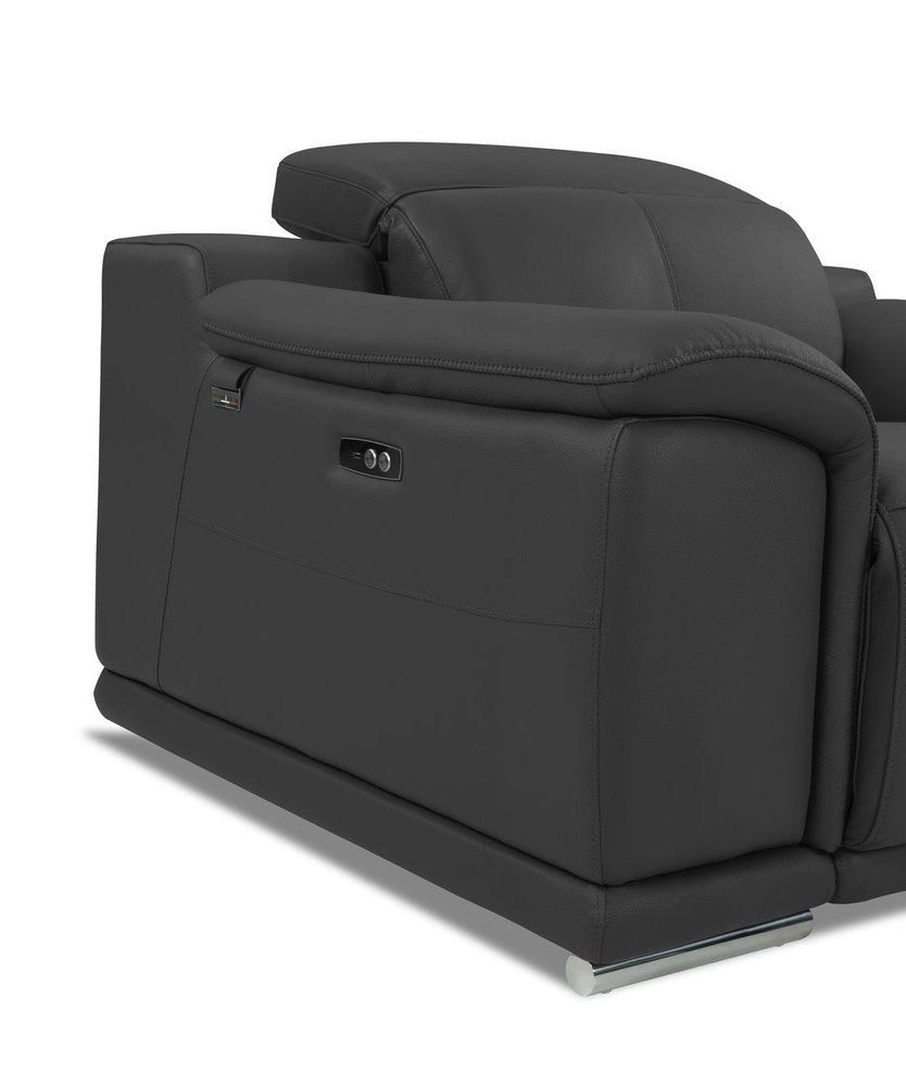 Two Piece Indoor Dark Gray Italian Leather Five Person Seating Set HomeRoots