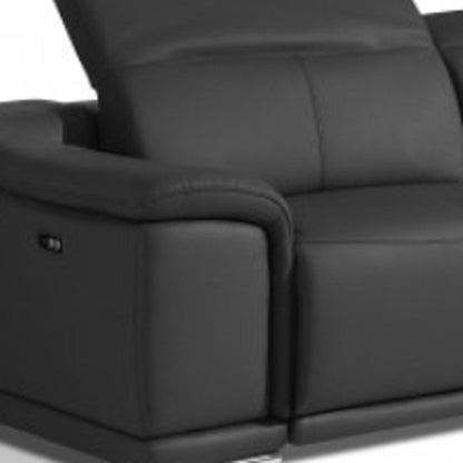 Two Piece Indoor Dark Gray Italian Leather Five Person Seating Set HomeRoots
