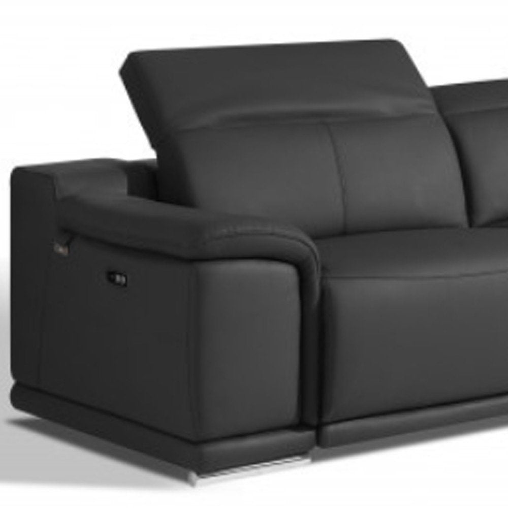 Two Piece Indoor Dark Gray Italian Leather Five Person Seating Set HomeRoots