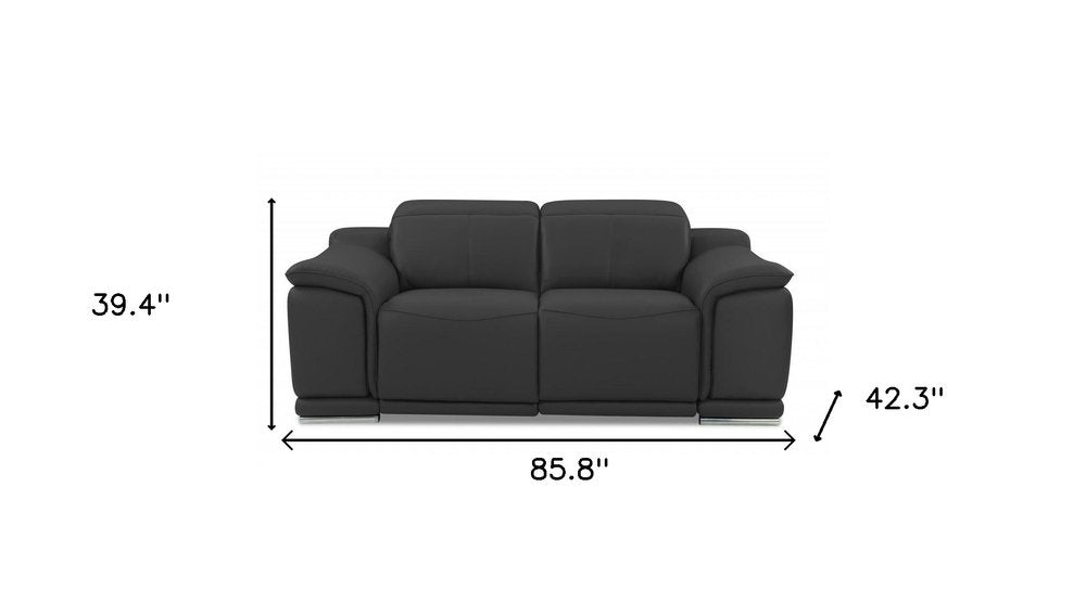Two Piece Indoor Dark Gray Italian Leather Five Person Seating Set HomeRoots