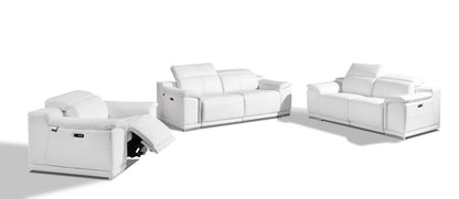 Three Piece Indoor White Italian Leather Six Person Seating Set HomeRoots