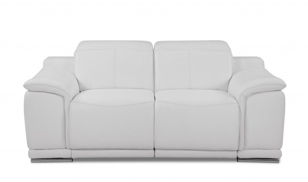 Three Piece Indoor White Italian Leather Six Person Seating Set HomeRoots
