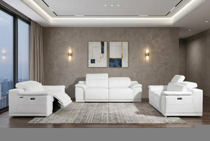 Three Piece Indoor White Italian Leather Six Person Seating Set HomeRoots