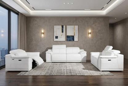Three Piece Indoor White Italian Leather Six Person Seating Set HomeRoots
