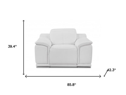 Three Piece Indoor White Italian Leather Six Person Seating Set HomeRoots