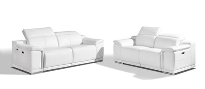 Two Piece Indoor White Italian Leather Five Person Seating Set HomeRoots