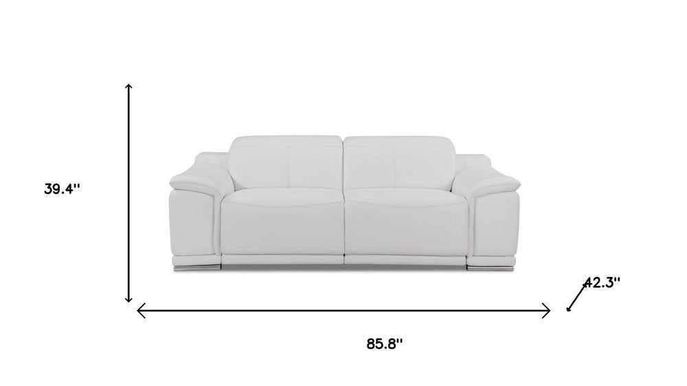 Two Piece Indoor White Italian Leather Five Person Seating Set HomeRoots