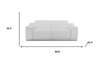 Two Piece Indoor White Italian Leather Five Person Seating Set HomeRoots