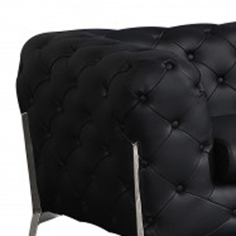 Two Piece Indoor Black Italian Leather Five Person Seating Set HomeRoots