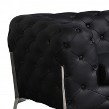 Two Piece Indoor Black Italian Leather Five Person Seating Set HomeRoots