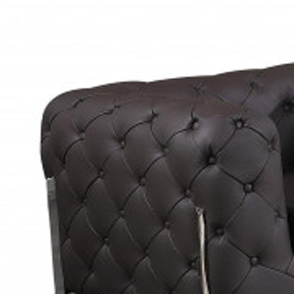 Three Piece Indoor Brown Italian Leather Six Person Seating Set HomeRoots