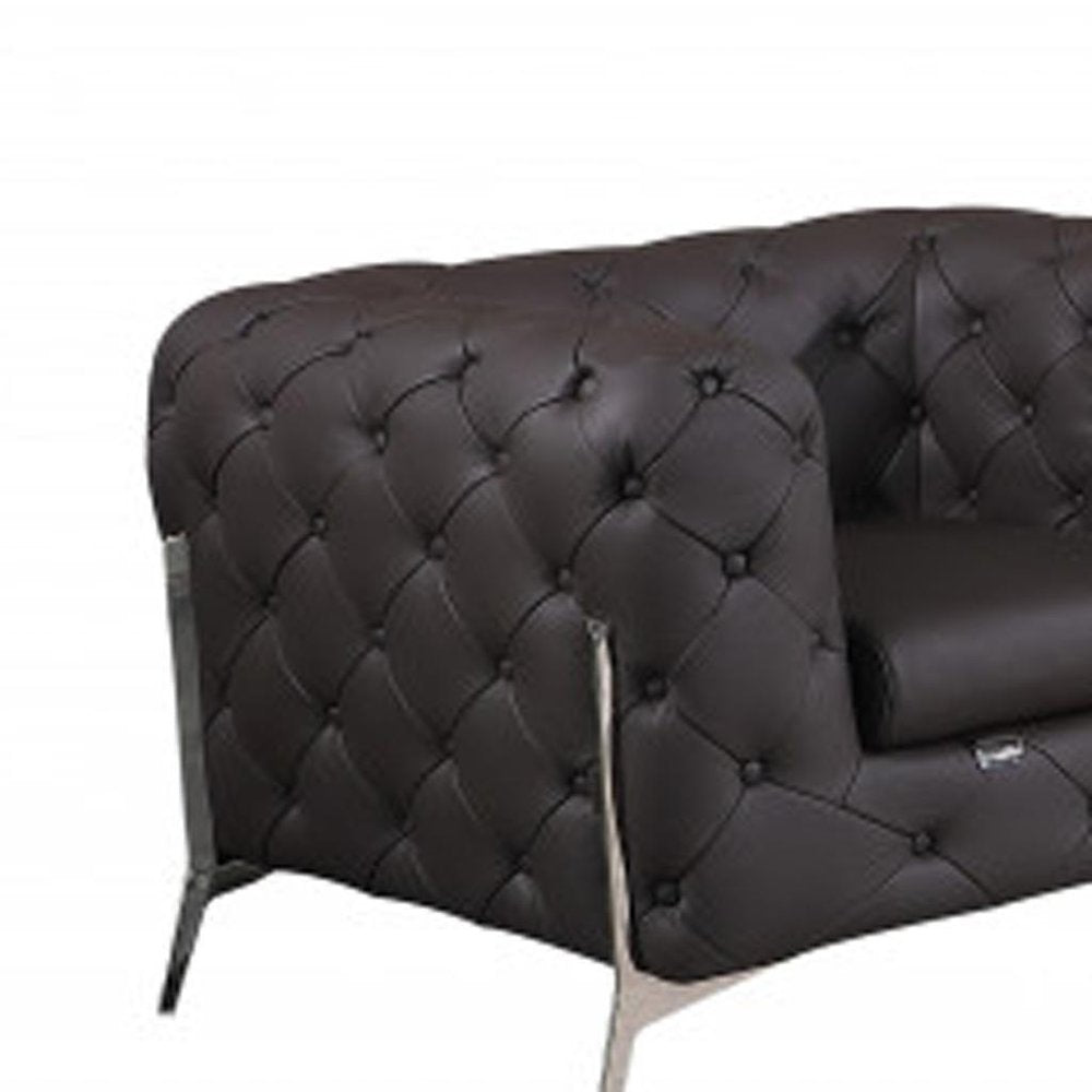 Three Piece Indoor Brown Italian Leather Six Person Seating Set HomeRoots